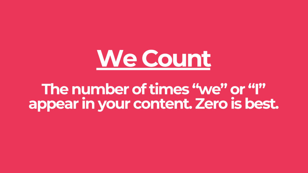 A first reader can do your "we count."